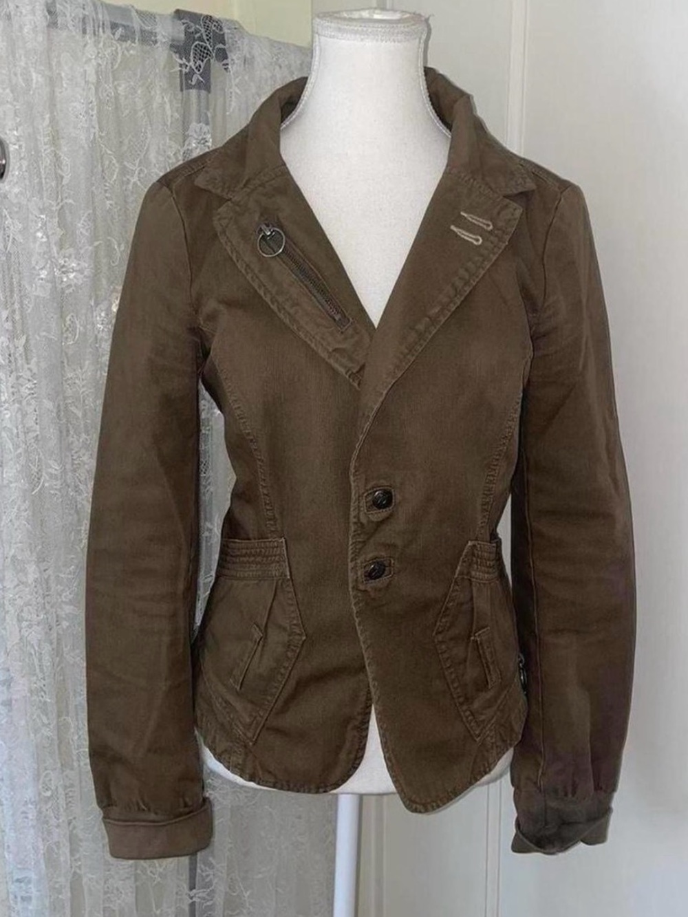 Diesel Women's Olive Brown Tailored Blazer Jacket